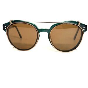 SEE 9441 Green Round Eyeglasses‎ with Magnetic Clip-On Sunglasses C34 50-21-145